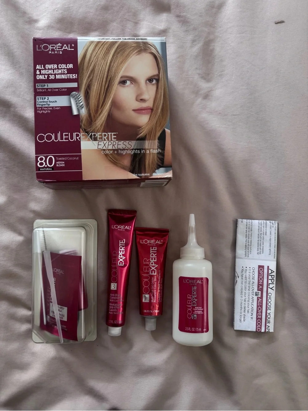 LOREAL EXPRESS Hair Color & highlights 8.0 Toasted Coconut Medium Blonde
